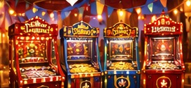 Quatre machines de fête foraine alignées